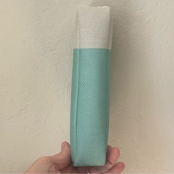 NIB TIFFANY & CO. Color Block Cosmetic Case Make Up Pencil Case Blue & White - Picture 5 of 16